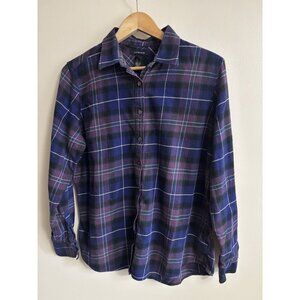 Lands End FLANNEL Cotton Shirt Women Gorpcore Outdoors Utility Purple Large